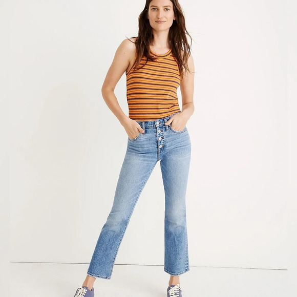 Madewell Cali Demi-Boot Jeans in Dory Wash: Comfort Stretch Size 24 - Picture 1 of 9